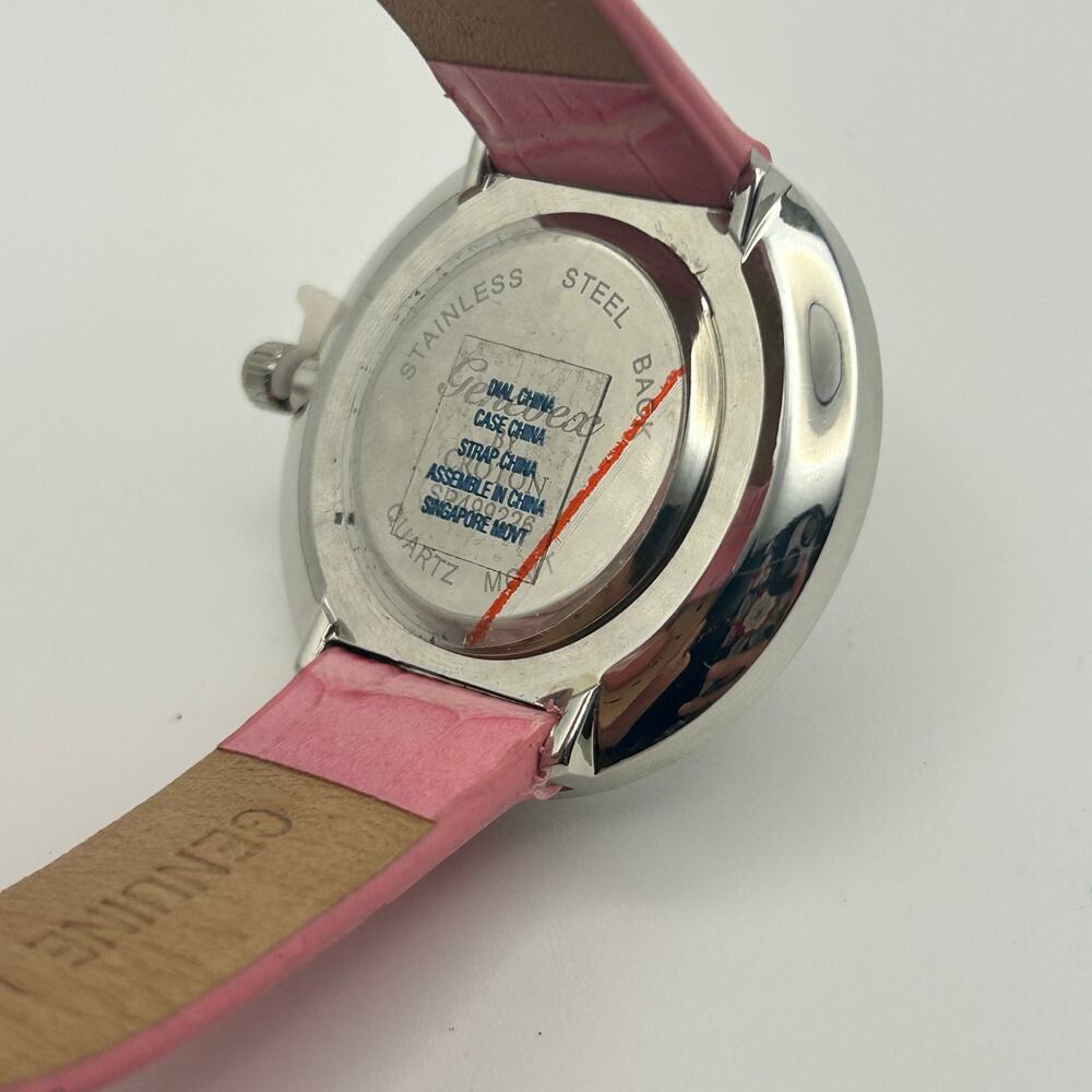 Genevex by Croton Women's Silver-Tone Pink Leather Band Quartz Watch New Battery - Picture 6 of 8